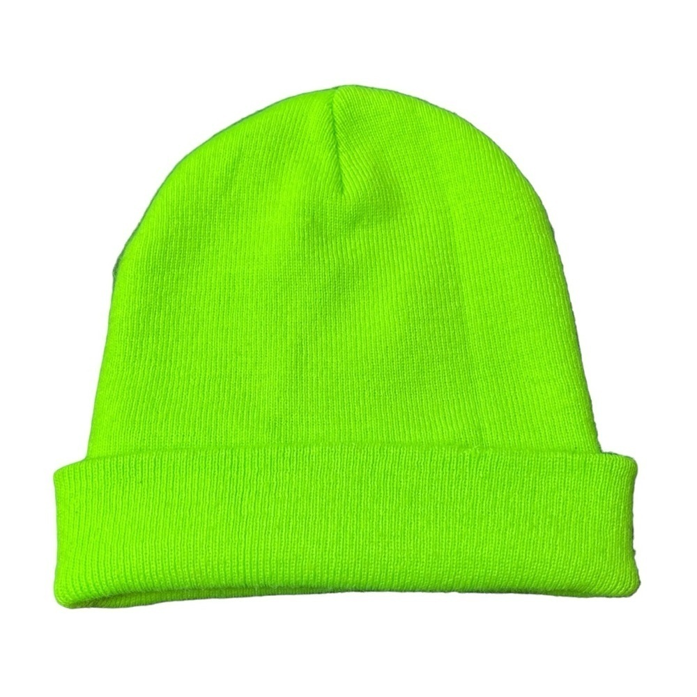 Neon Green Toque Beanie 100% Acrylic Knit Winter Fall